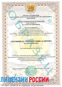 Образец сертификата соответствия аудитора №ST.RU.EXP.00014300-2 Ванино Сертификат OHSAS 18001